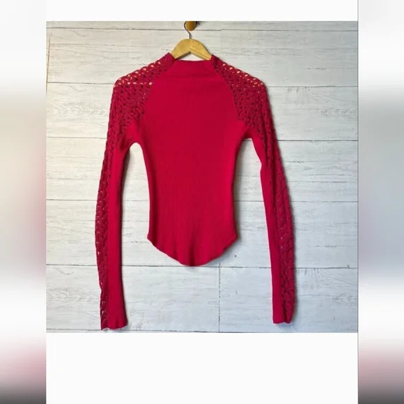 Free People Clemente Thermal Lace Sleeve Top - Picture 2 of 8